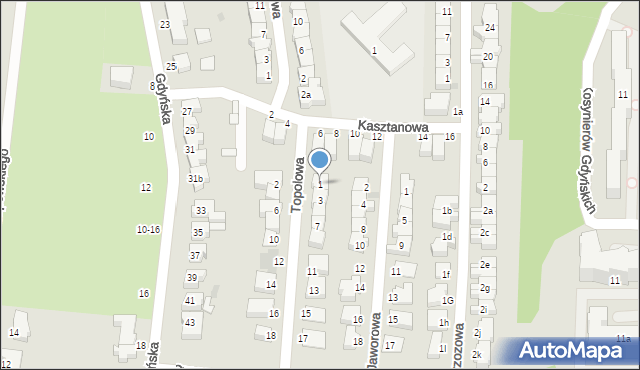 Słupsk, Topolowa, 1, mapa Słupska