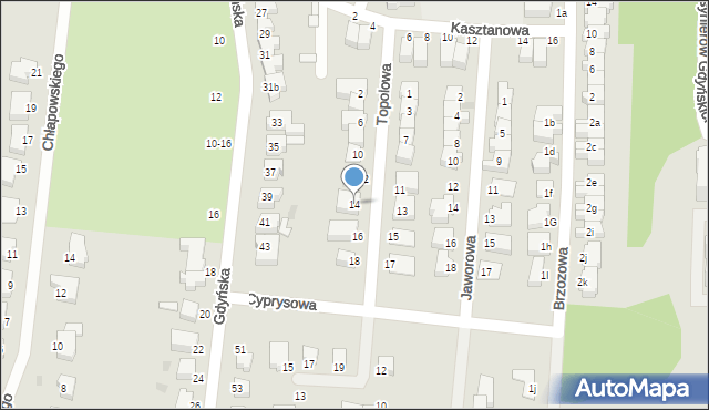 Słupsk, Topolowa, 14, mapa Słupska