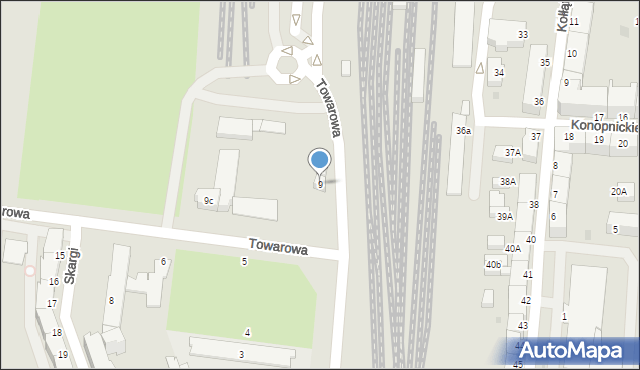 Słupsk, Towarowa, 9, mapa Słupska