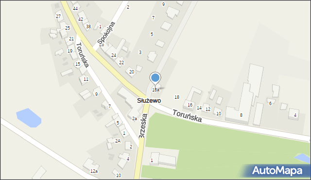 Służewo, Toruńska, 18a, mapa Służewo