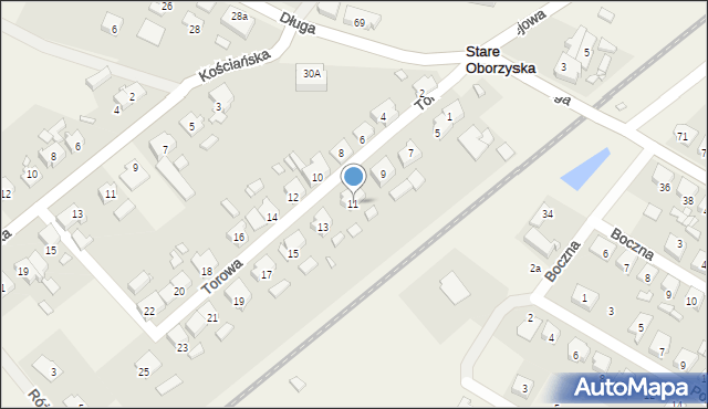 Stare Oborzyska, Torowa, 11, mapa Stare Oborzyska