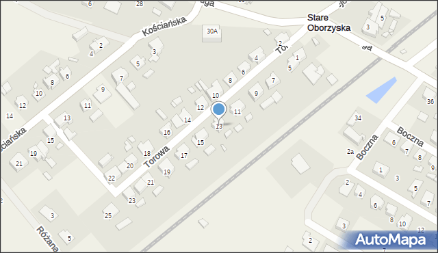 Stare Oborzyska, Torowa, 13, mapa Stare Oborzyska