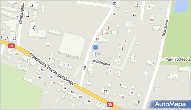 Strzelno, Topolowa, 8, mapa Strzelno