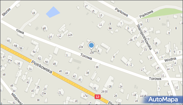 Sulejów, Torowa, 10b, mapa Sulejów