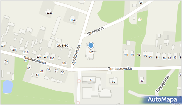 Susiec, Tomaszowska, 100, mapa Susiec