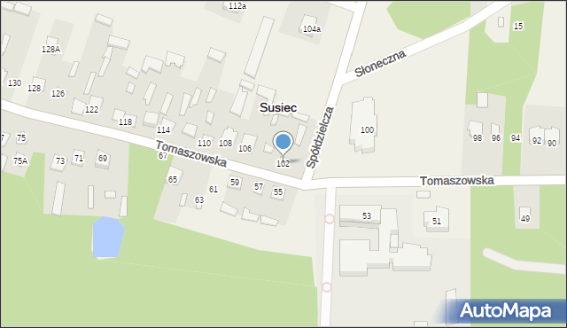 Susiec, Tomaszowska, 102, mapa Susiec