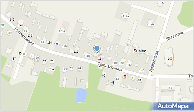 Susiec, Tomaszowska, 116, mapa Susiec