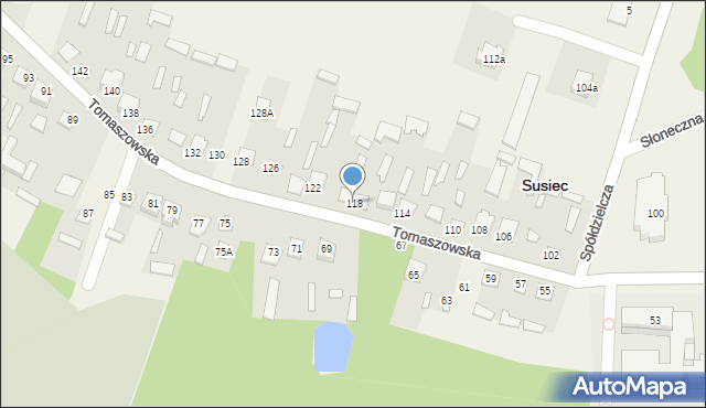 Susiec, Tomaszowska, 118, mapa Susiec