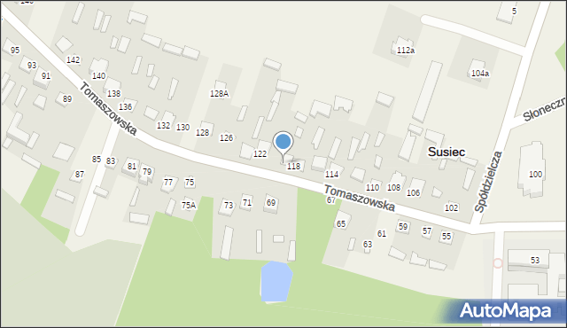 Susiec, Tomaszowska, 120, mapa Susiec