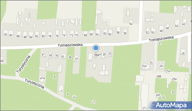 Susiec, Tomaszowska, 35A, mapa Susiec