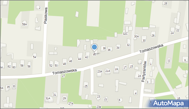 Susiec, Tomaszowska, 40, mapa Susiec