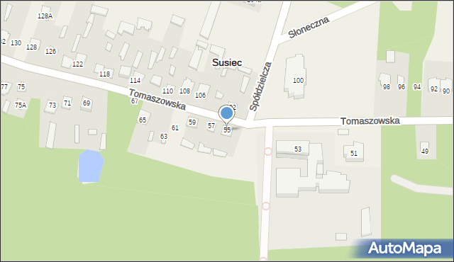Susiec, Tomaszowska, 55, mapa Susiec