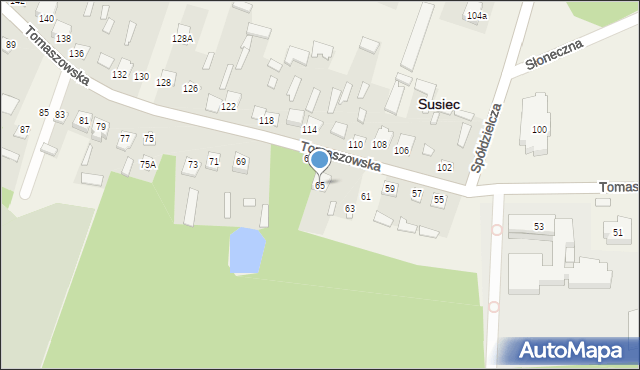 Susiec, Tomaszowska, 65, mapa Susiec