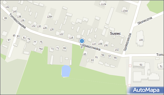 Susiec, Tomaszowska, 67, mapa Susiec