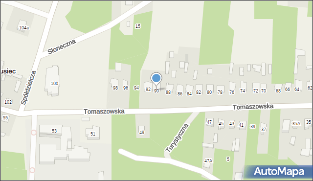 Susiec, Tomaszowska, 90, mapa Susiec
