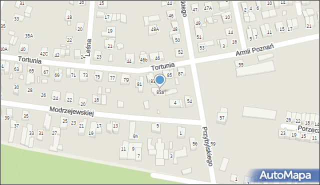 Swarzędz, Tortunia, 83a, mapa Swarzędz