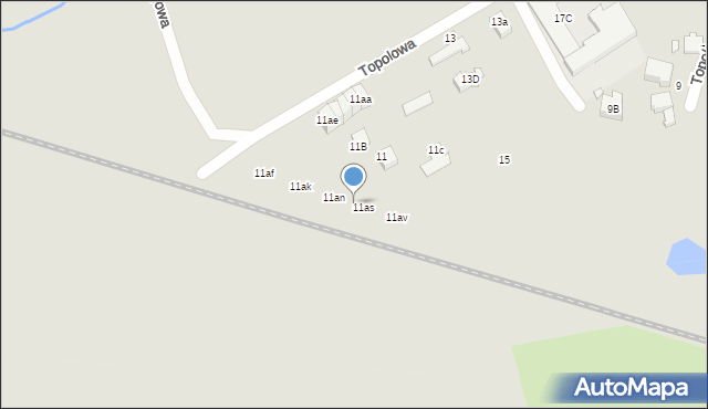 Świebodzin, Topolowa, 11ar, mapa Świebodzin
