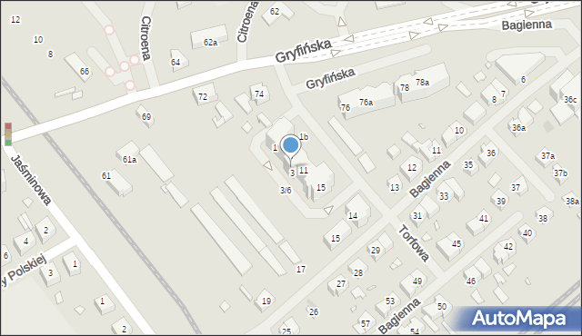 Szczecin, Torfowa, 3b, mapa Szczecina