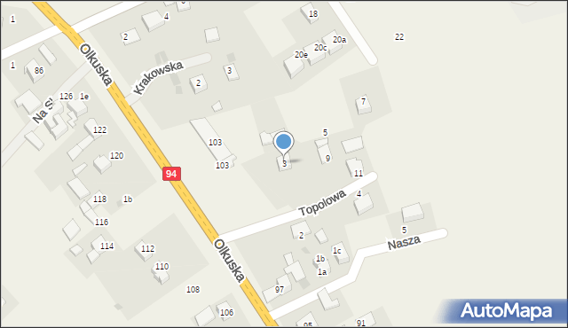 Szyce, Topolowa, 3, mapa Szyce