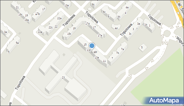 Tczew, Topolowa, 13b, mapa Tczew