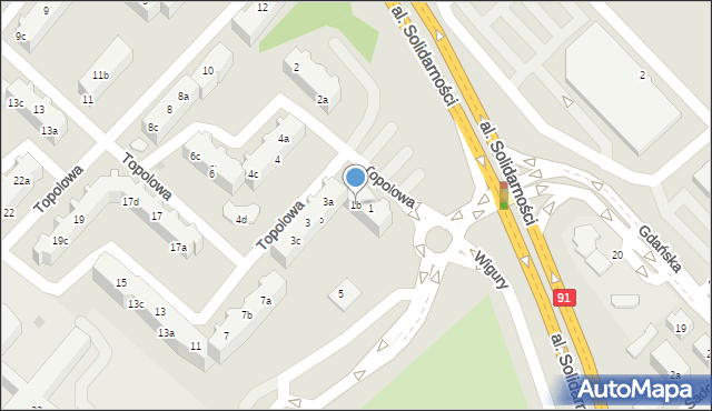 Tczew, Topolowa, 1b, mapa Tczew