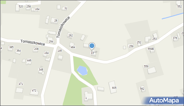 Tomaszkowice, Tomaszkowice, 13, mapa Tomaszkowice