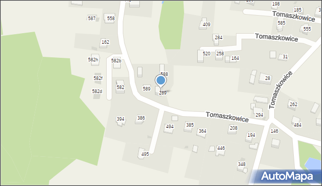 Tomaszkowice, Tomaszkowice, 289, mapa Tomaszkowice