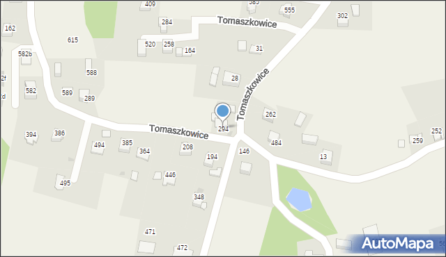Tomaszkowice, Tomaszkowice, 294, mapa Tomaszkowice
