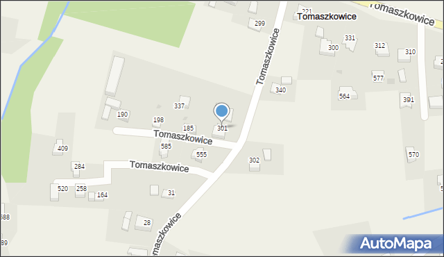 Tomaszkowice, Tomaszkowice, 301, mapa Tomaszkowice