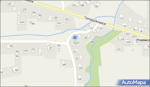 Tomaszkowice, Tomaszkowice, 311, mapa Tomaszkowice