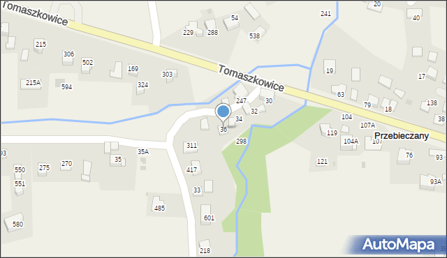Tomaszkowice, Tomaszkowice, 36, mapa Tomaszkowice