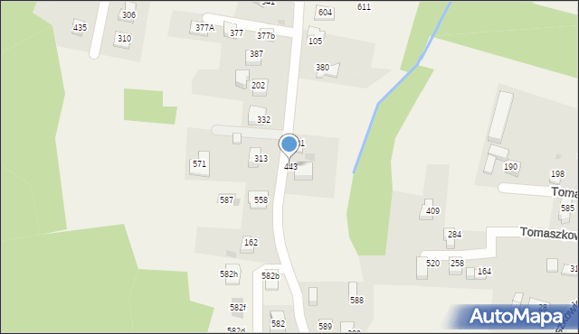 Tomaszkowice, Tomaszkowice, 443, mapa Tomaszkowice
