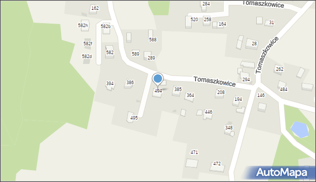 Tomaszkowice, Tomaszkowice, 494, mapa Tomaszkowice