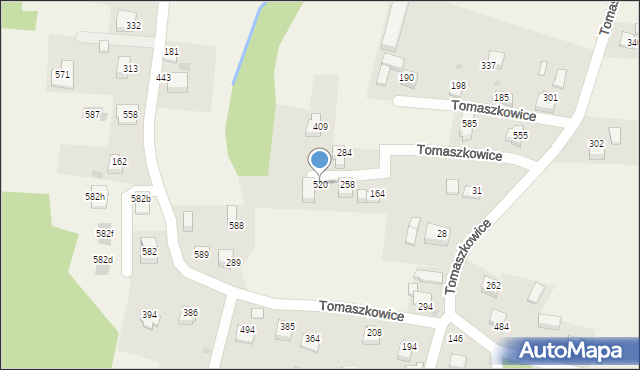 Tomaszkowice, Tomaszkowice, 520, mapa Tomaszkowice