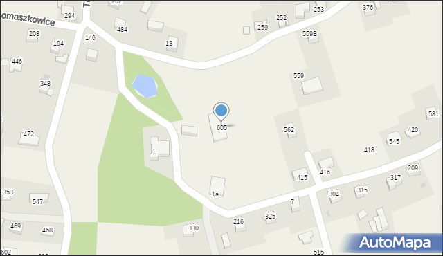 Tomaszkowice, Tomaszkowice, 605, mapa Tomaszkowice