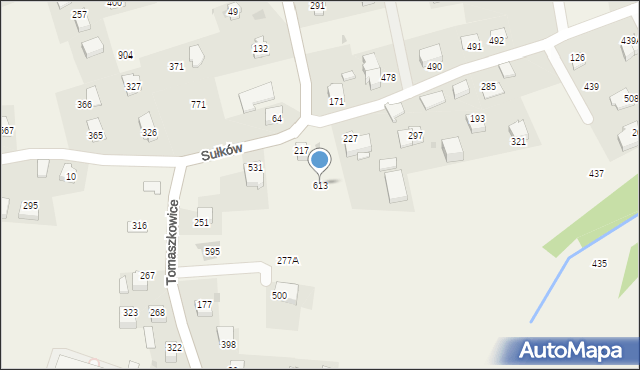 Tomaszkowice, Tomaszkowice, 613, mapa Tomaszkowice