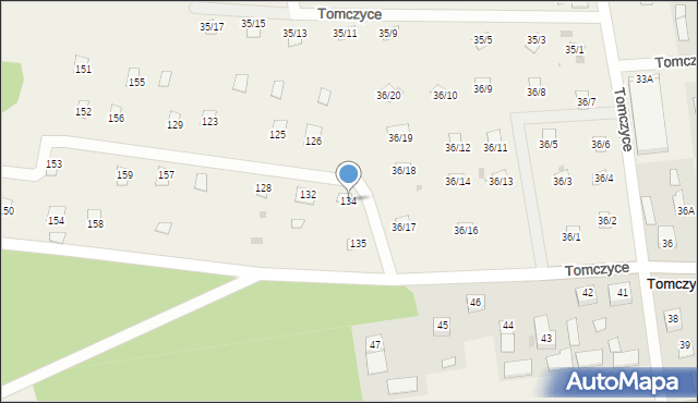 Tomczyce, Tomczyce, 134, mapa Tomczyce