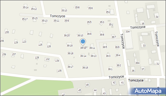 Tomczyce, Tomczyce, 36/12, mapa Tomczyce