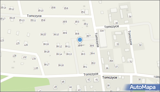 Tomczyce, Tomczyce, 36/5, mapa Tomczyce