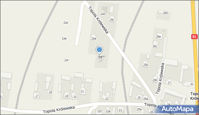 Topola Królewska, Topola Królewska, 25E, mapa Topola Królewska