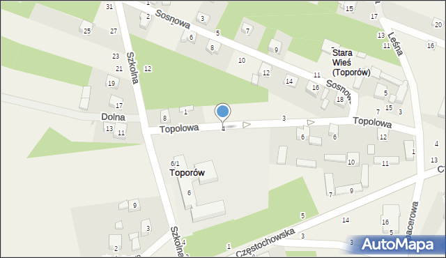 Toporów, Topolowa, 4, mapa Toporów