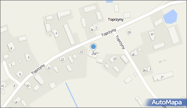 Toprzyny, Toprzyny, 23a, mapa Toprzyny