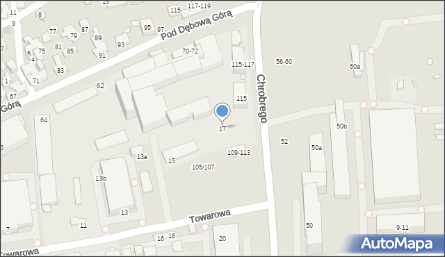 Toruń, Towarowa, 17, mapa Torunia