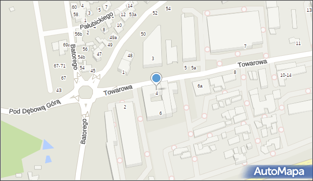 Toruń, Towarowa, 4-6, mapa Torunia