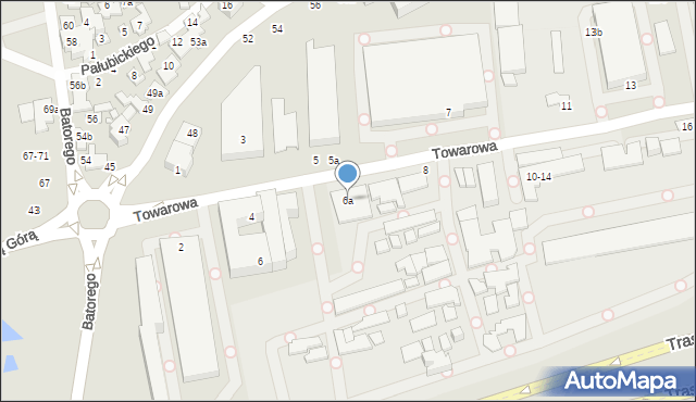 Toruń, Towarowa, 6a, mapa Torunia