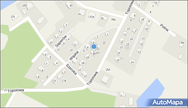 Turze, Topolowa, 20, mapa Turze