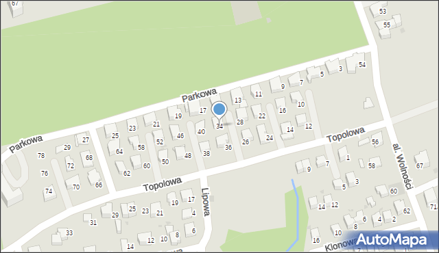 Wadowice, Topolowa, 34, mapa Wadowice