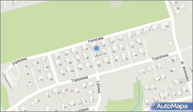 Wadowice, Topolowa, 40, mapa Wadowice