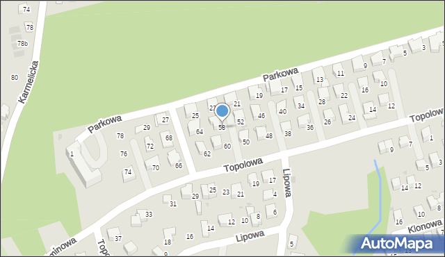 Wadowice, Topolowa, 58, mapa Wadowice