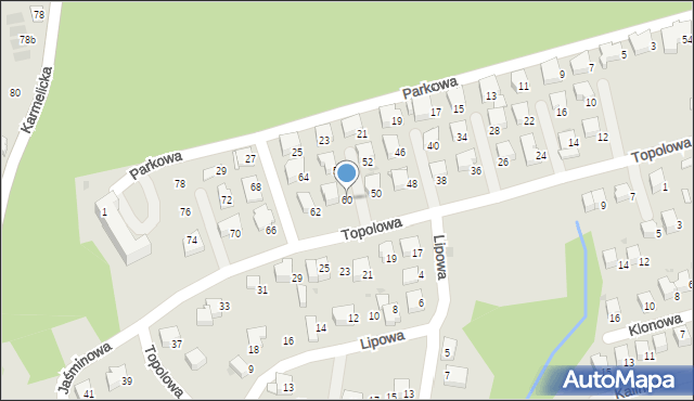 Wadowice, Topolowa, 60, mapa Wadowice